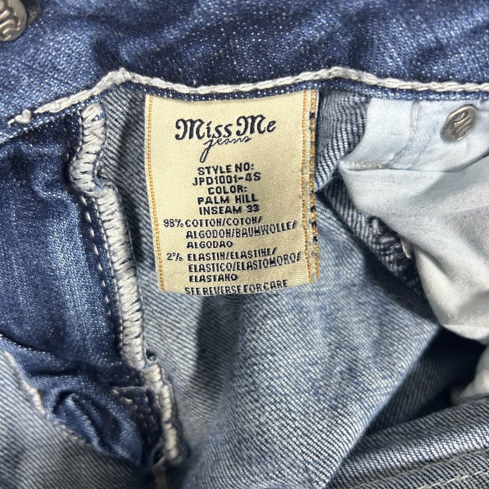 Miss Me Irene Bootcut Jeans Women 31 Blue Low Rise Y2K Whisker Contrast Stitch - Picture 6 of 11